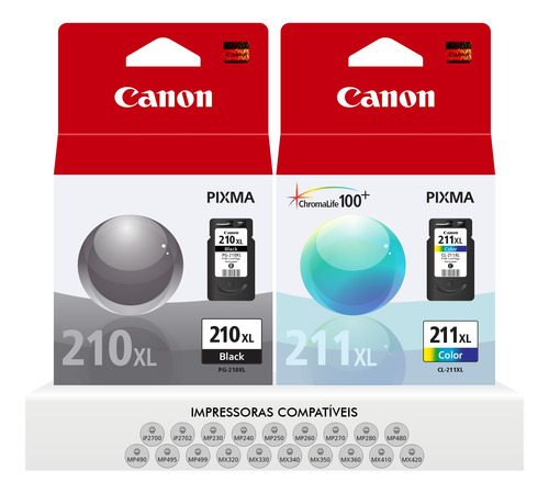 Kit Cartuchos Canon Pg210 Xl Cl211 Xl Mp240 250 260 Ip2700