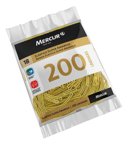 Elástico Super Amarelo N.18 200 Unidades Mercur 1 Un