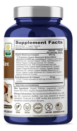 Nusapure Complejo Orgánico De Hongos 10,000mg 180 Cápsulas