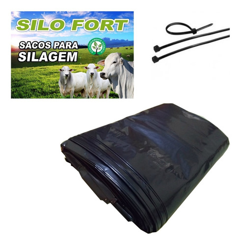 Imagem 3 de 9 de Sacos Para Silagem Prt 51x100 200 Micra 300un C/abraçadeiras
