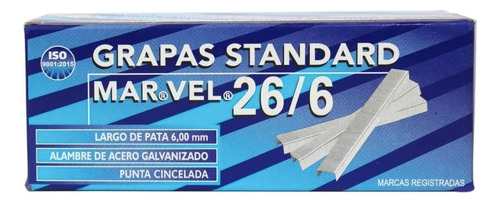 Grapas Estandar 26/6  - Kit De 16 Cajas De 5000 Grapas