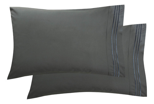 Juego De Fundas De Almohada Tamaño King 2 Piezas Color Gris