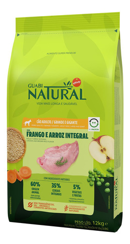 Guabi Natural Cão Adulto Grandes Gigantes Frango Arroz 12kg