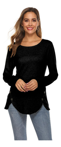 Playera Mujer De Manga Larga Camisetas Con Cuello Redondo