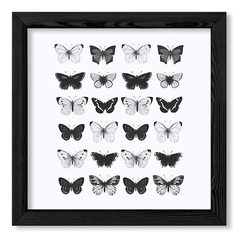 Cuadros Para La Casa 20x20 Chato Negro Mariposas