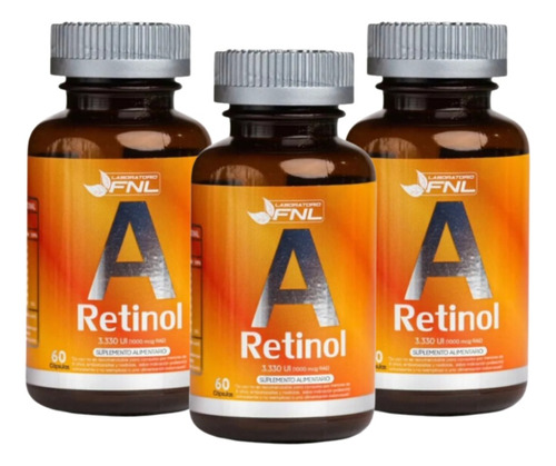 Pack 3 Vitamina - A 3330 Ui Retinol ( 1000mcg ) 180 Cáps Fnl