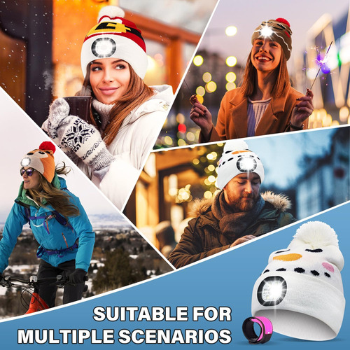 Gorro Led Con Luz Para Adultos, Recargable Por Usb, Con Puls