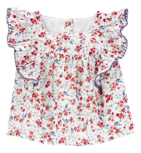 Blusa De Algodón Con Volados Diseño Floral Oshkosh 1p2647