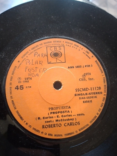 Vinilo Single De Roberto Carlos Propuesta(x93