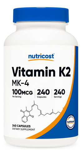 Suplemento Nutricost Vitamina K2 (mk4) 240 Cápsulas 100mcg