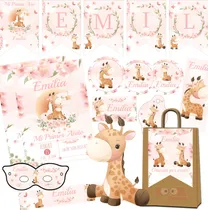 Comprar Kit Imprimible Candybar Jirafita Rosa Nena Personalizado