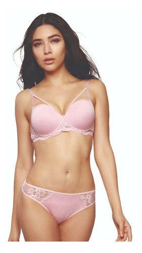 Conjunto De Bra Con Detalles Y Tanga Con Encaje C23538-63538