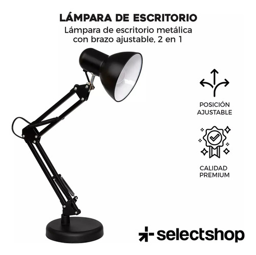 Lámpara De Mesa Con Brazo Oscilante De Metal