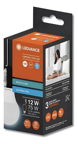 Ledvance Cla75 12w6500k Lâmpada Led Bulbo Frio Kit Com 10pçs