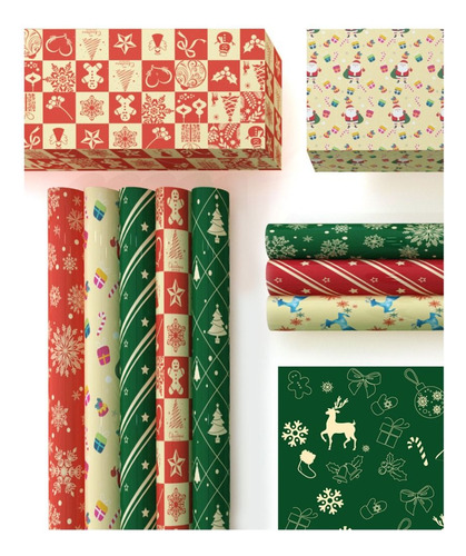 Rollo De Papel Para Envolver Regalos De Navidad 5 Pzas.