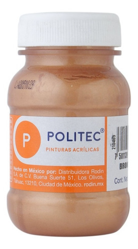 Pintura Acrílica Metálica Politec 100 Ml Colores Color Bronce No. 702