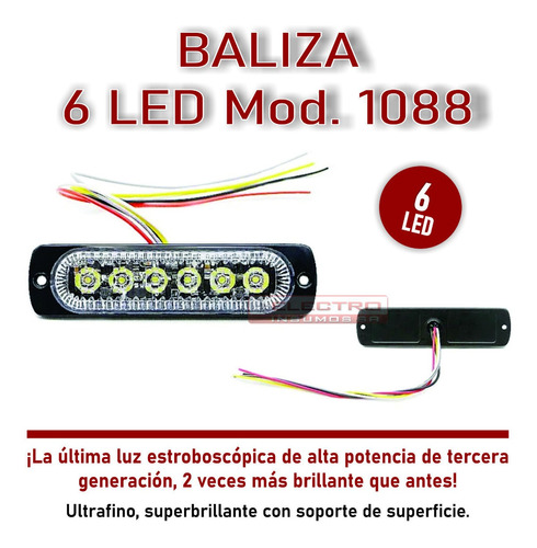 Baliza 6 Led Mod 1088 12v 24v 18 Efectos Exterior Modulo