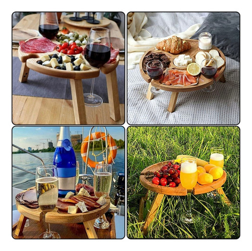 Mesa De Picnic Plegable De Madera Para Exteriores Con Estant