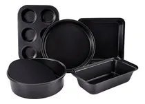 Comprar Set De Repostería Moldes Pasteleria X5 Apto Horno \u002F Horno Electrico Airfryer Teflonado Antiadherente Muffins Cupcakes Magdalenas Budinera Tortera Desmontable Tartera Kit Cocina Pasteleria Levys Bazar