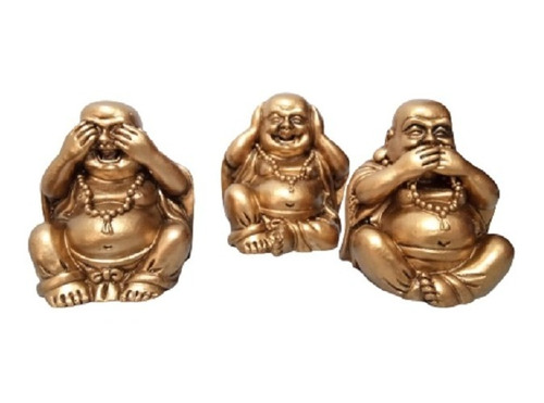 Figuras Decorativas Buda Ciego Sordo Mudo Tono Cobrizo