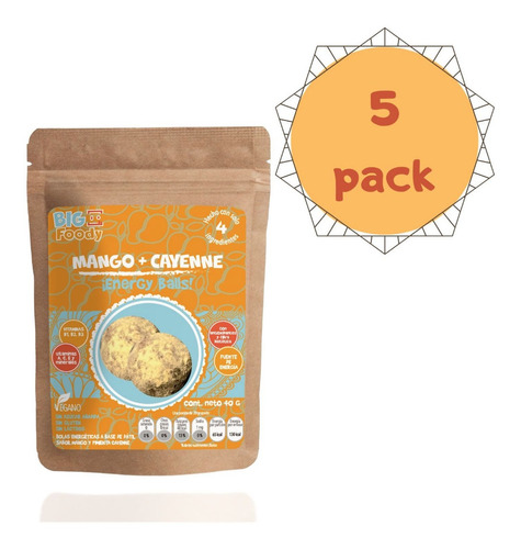 Energy Balls - Mango Cayenne (5 Bolsas) Snacks Saludables