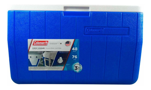 Imagen 2 de 10 de Hielera 48 Qt O 45 Lit Azul Con Asas Tapa Enfriador Coleman