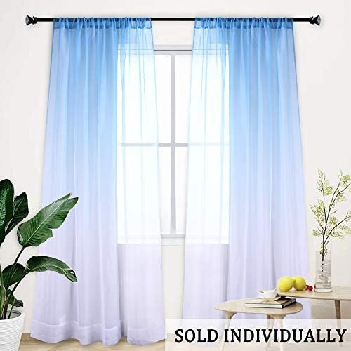 Cortina Degradada Azul Semitransparente, Juego De Cortinas P