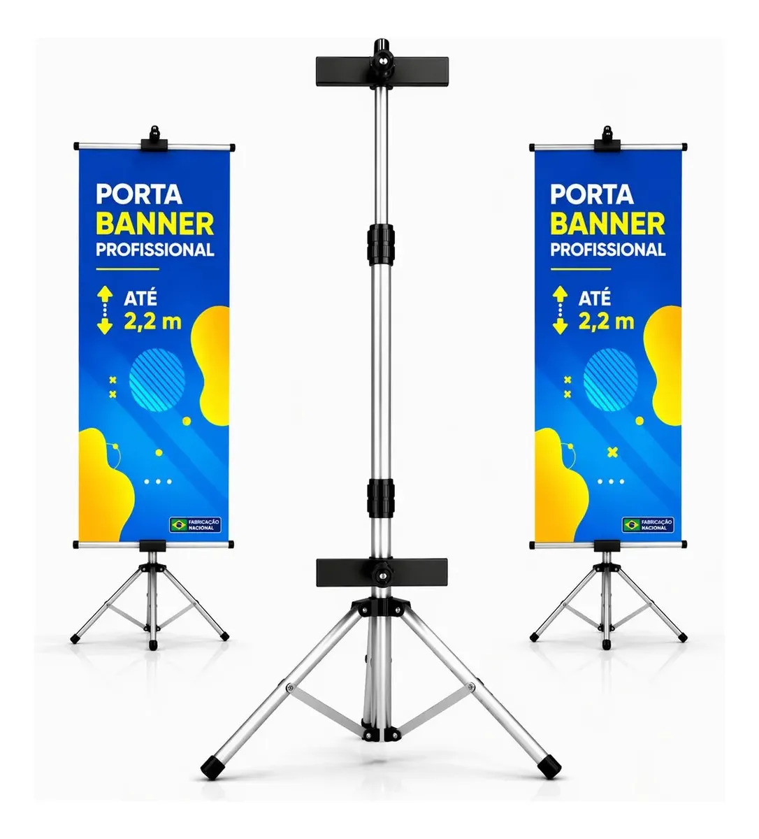 Tripé Infinityfull Porta Banner, 2,2 M Cor Preto E Prata Preto/prata
