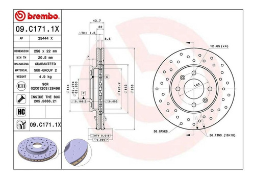 Imagen 2 de 4 de Discos Del (2) Brembo Xtra Kia Rio 12-18 Accent Attitude