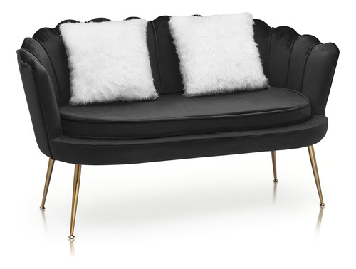 Monibloom Sofa Biplaza De Terciopelo Negro De 52 Pulgadas Co