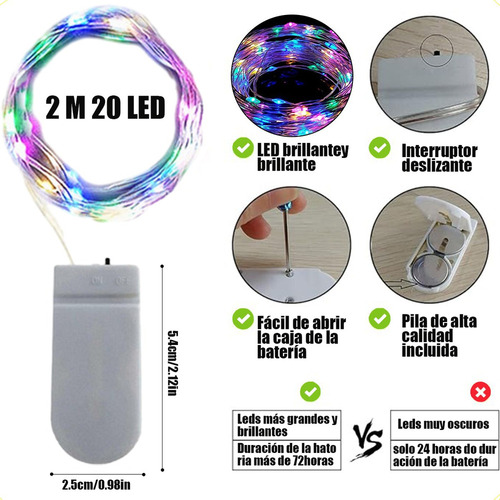 . Luces De Hadas Con Pilas Luces Cadena Luz 2m 20led 12pack