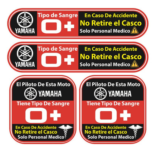 Sticker Reflejante Tipo Sanguineo P/ Pilotos De Moto Yamaha