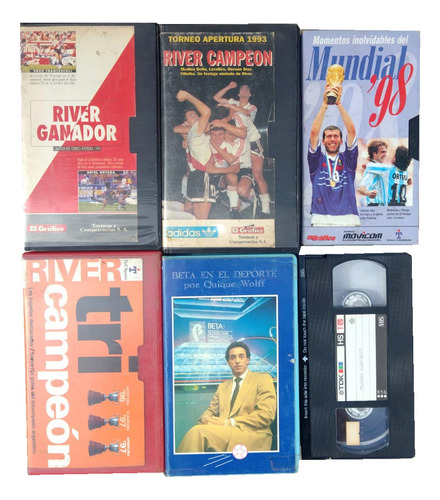 Lote De Películas Vhs River Campeón (usado En Buen Estado) (Usado)