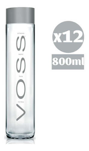 12x Agua Mineral Voss Premium Noruega Still Sin Gas 800ml