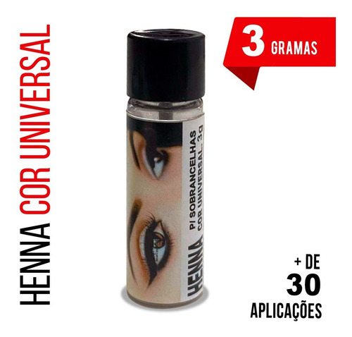 Henna Sobrancelha Cor Universal 30 Aplicações 3 Gramas