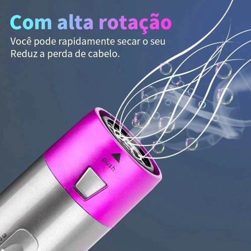 Escova Secadora 5 Em 1 Cachos/liso Bivolt Modeladora Preto/rosa