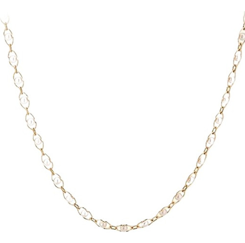 Cadena De Oro 18k Laminado Collar 45cm Con Perlas Nacaradas