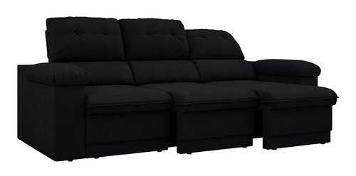 Imagem 8 de 11 de Sofá New Ripley Retrátil E Reclinável Velosuede Preto