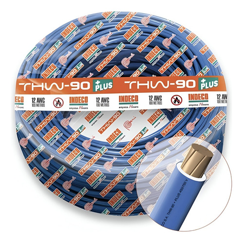 Rollo De Cable 100 Metros Thw-90+ Plus 12 Awg Indeco