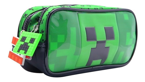 Cartuchera Canopla Minecraft 2 Cierres Cresko Sharif Express Color Verde Liso