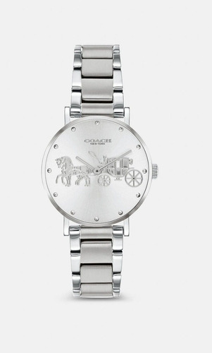 Reloj Coach Silver Dial Stainless Steel Perry Watch Mujer Plateado Plateado Plateado