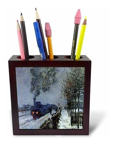Monet Train En Snow 5-inch Tile Portalápices