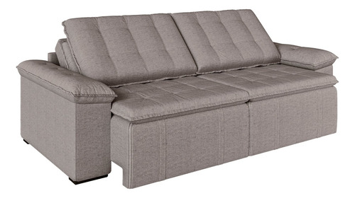 Sofá Cama Retrátil E Reclinável 4 Lugares 240cm Linho Com