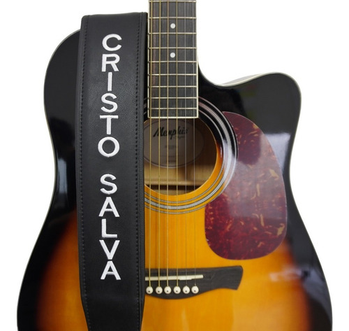 Correia Para Violão Guitarra Basso Cristo Salva Tipo Premium