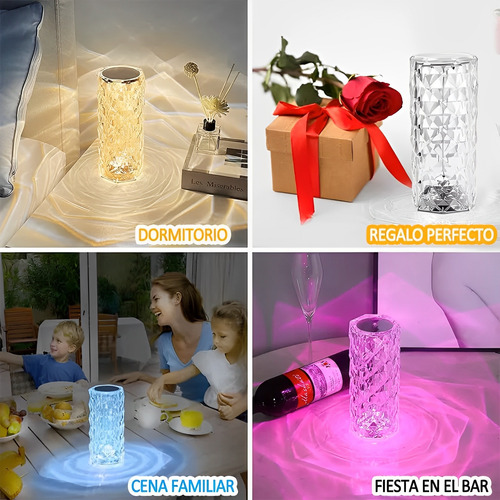 Lámpara De Mesa De Acrílico Tipo Diamante Con Control 2pcs