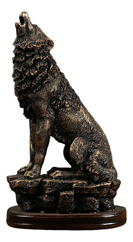 Estatuilla De Lobo De Poliresina, Colección De Artesanía