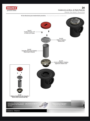 Coladera Para Piso Interior Regilla Redonda Helvex Mod. 24 (Usado)