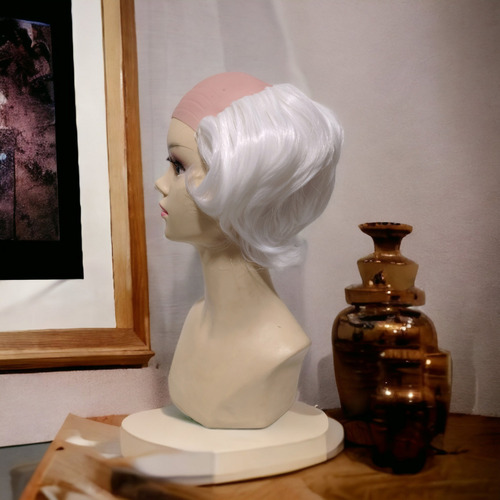Peluca Blanca De Anciano Simulación Calvicie Y Pelo Blanco Tamaño de la base unitalla