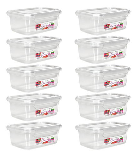 Kit 10 Potes 750ml Herméticos Travas Marmita Reutilizável 