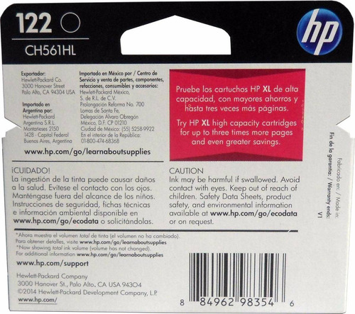 Combo 2 Cartucho Tinta Hp 122 1 Negro Ch561hl 1color Ch562hl